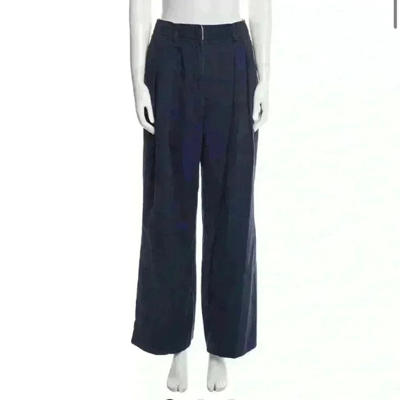 STAUD Pants - NWOT- STAUD Navy Wide Legged Trousers, Tweed/Textured, Size 8, work pants